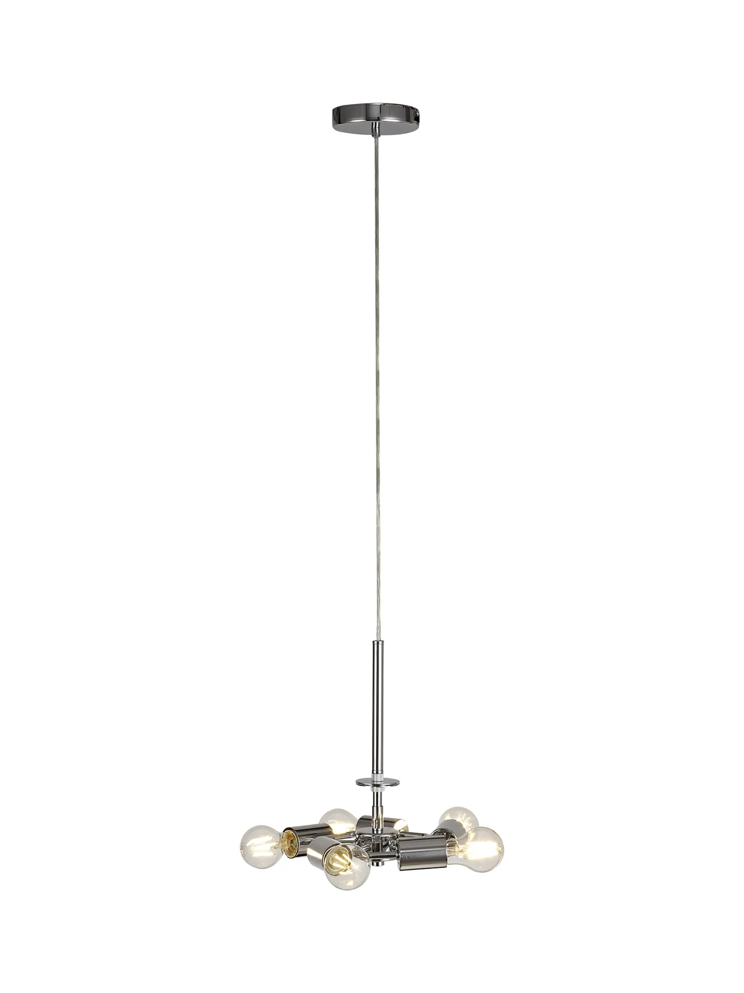 Baymont 60cm 5 Light Pendant Polished Chrome; Nude Beige/Moonlight; Frosted Diffuser DK0476  Deco Baymont CH NU